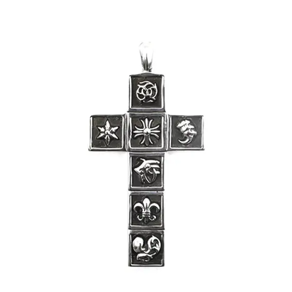 Chrome-Hearts-Silver-Multi-Logo-Cross-Pendant Chrome Hearts Silver Multi Logo Cross Pendant